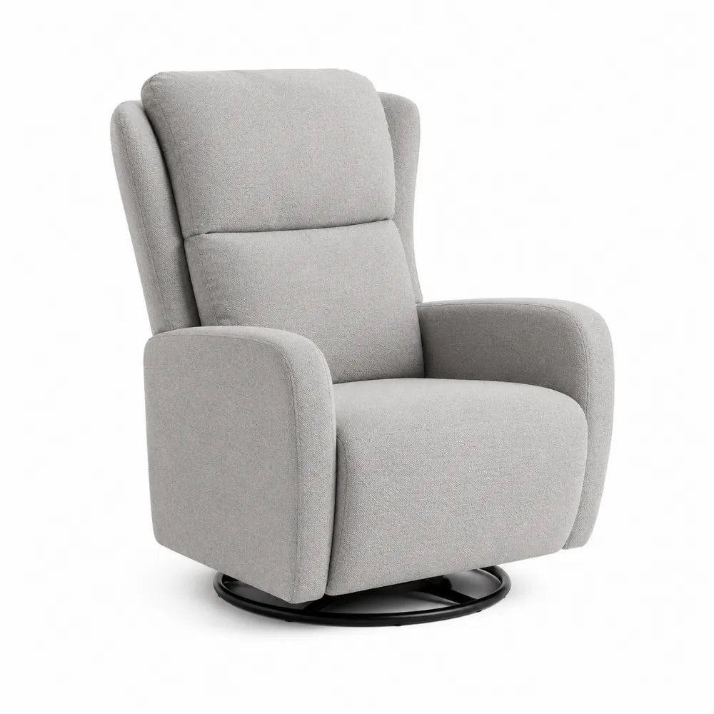 Poltrona reclinabile in tessuto grigio con base girevole