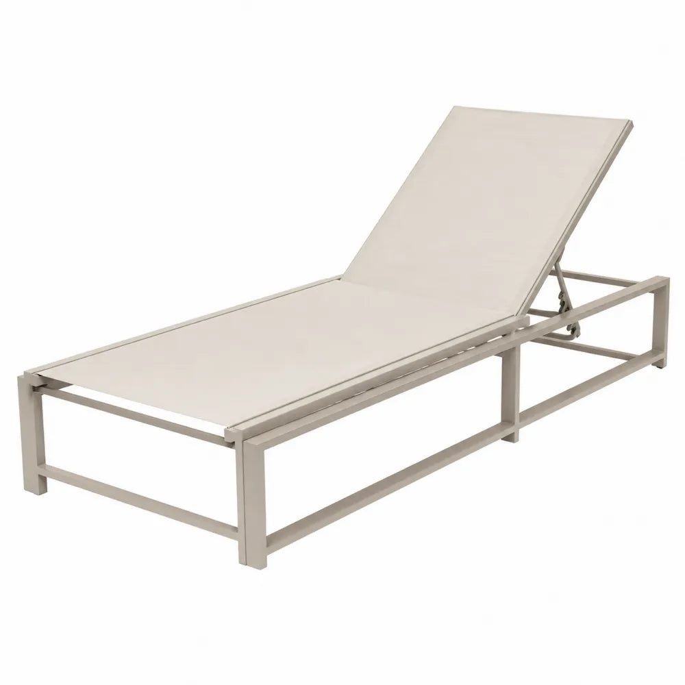 Lettino prendisole regolabile in alluminio e textilene beige